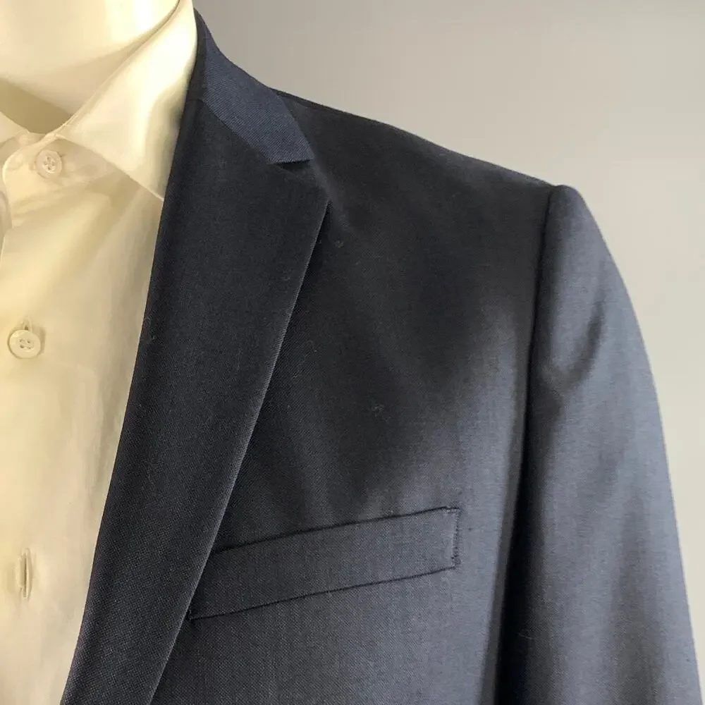 THEORY Chest Size 42 Navy Solid Wool Notch Lapel 36 35 Suit
